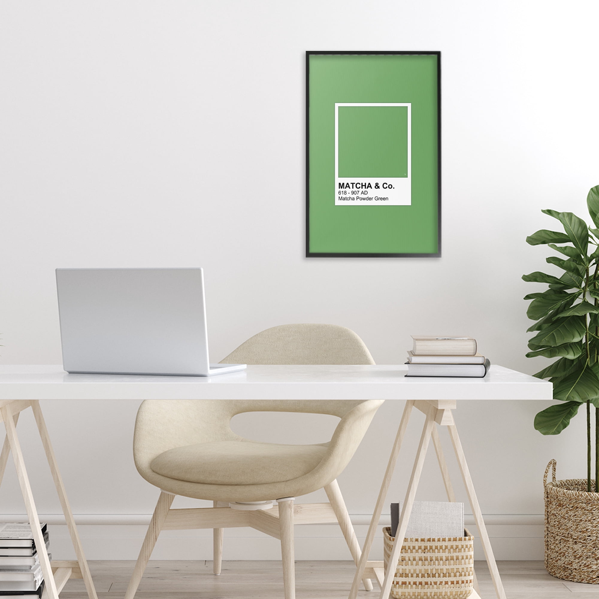 Stupell Industries Matcha Powder Green Shade Black Framed Giclee Art, design by Martina Pavlova