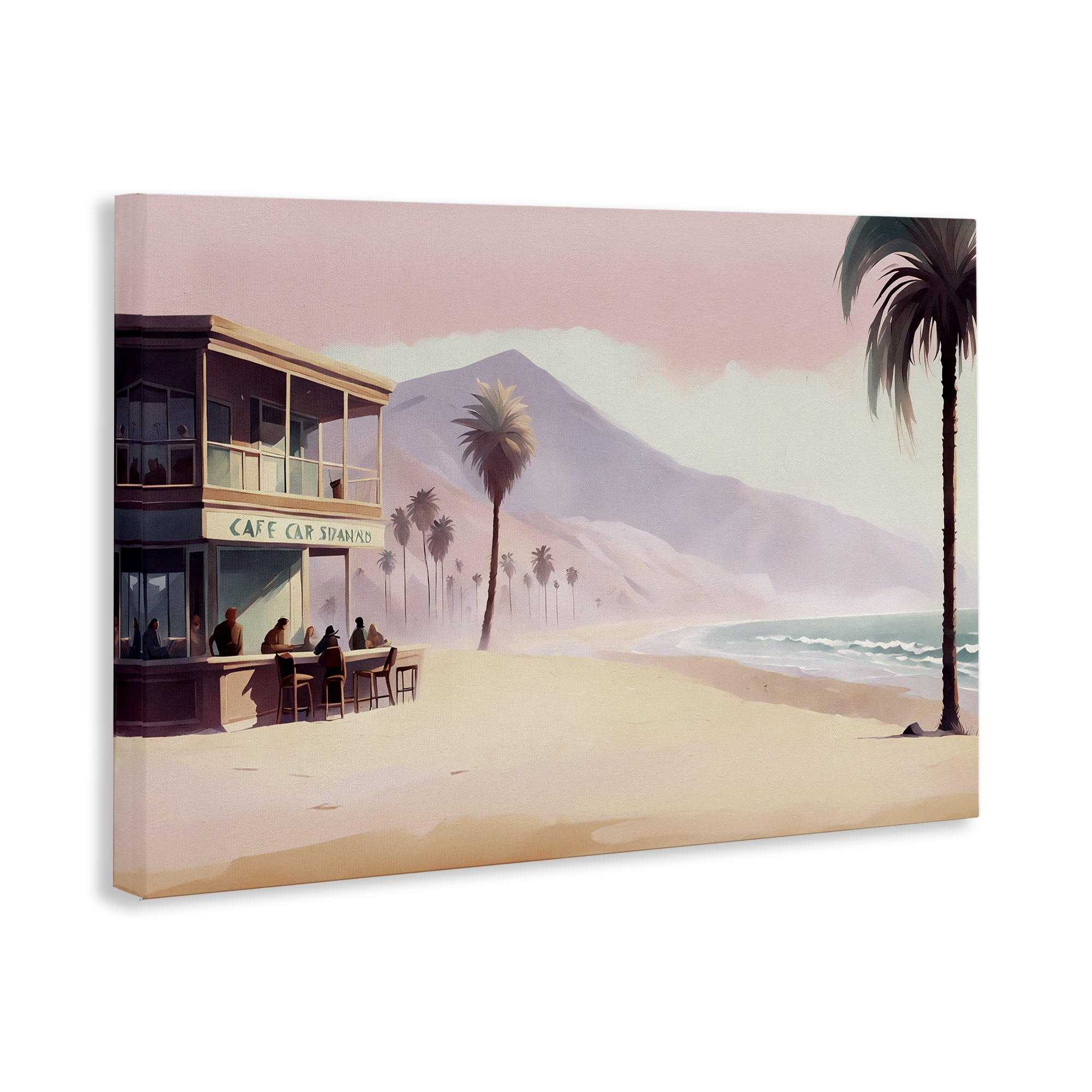 Stupell Industries Café at Head Of Bay Nautical & Beach Painting Wrapped Canvas Art Print Wall Art, 45 x 30