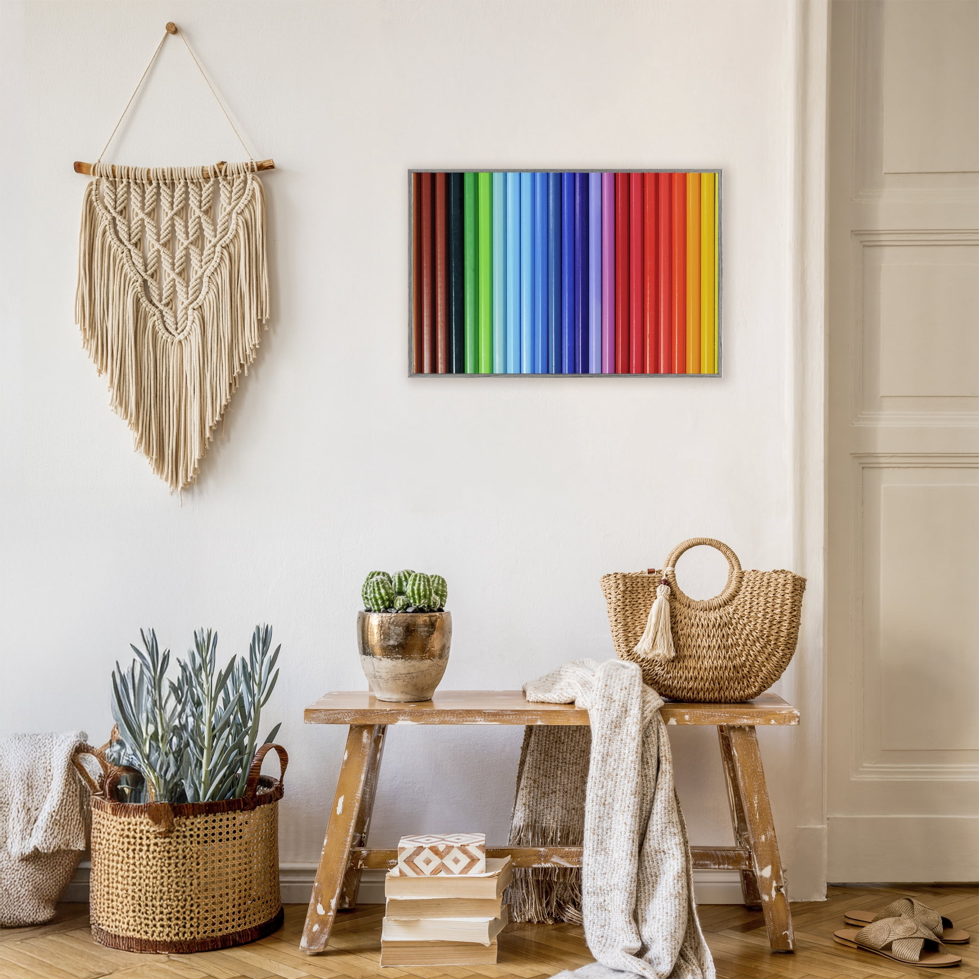 Stupell Industries Colored Pencil Lineup Gray Framed Giclee Art, design by Tom Quartermaine