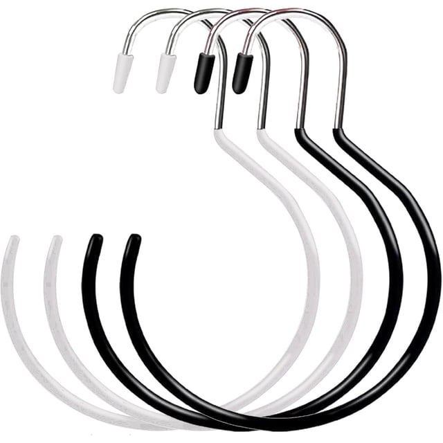 Elegant Closet Organizer, Non-Slip Belt Rack Tie Hanging Hooks Stainless Steel With Pvc Immersion Layer For Most Clothes Rails, Wide Application Scarf Ring Hangers For Closet Accessories (4 Pieces)