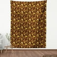 thumbnail image 4 of Floral Fabric by the Yard, Yellow Toned Flowers Flourish Leaves and Silhouettes on Background, Decorative Upholstery Fabric for Sofas and Home Accents, Seal Brown and Multicolor by Ambesonne, 4 of 5