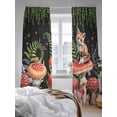 thumbnail image 3 of Watercolor Red Mushroom Sheer Curtains 2 Panels Set Fox Eucalyptus Leaf Butterfly Lihgt Filtering Rod Pocket Voile Drape, Semi Sheer Window Curtains for Bedroom Living Room, 52"x84", 3 of 5