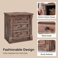 thumbnail image 6 of wow97e Farmhouse 26" Tall Nightstand with Charging Station, 3 Drawers Dresser for Bedroom, Wood Rustic End Table w/Roman Column for Bedroom, Living Room, 6 of 7