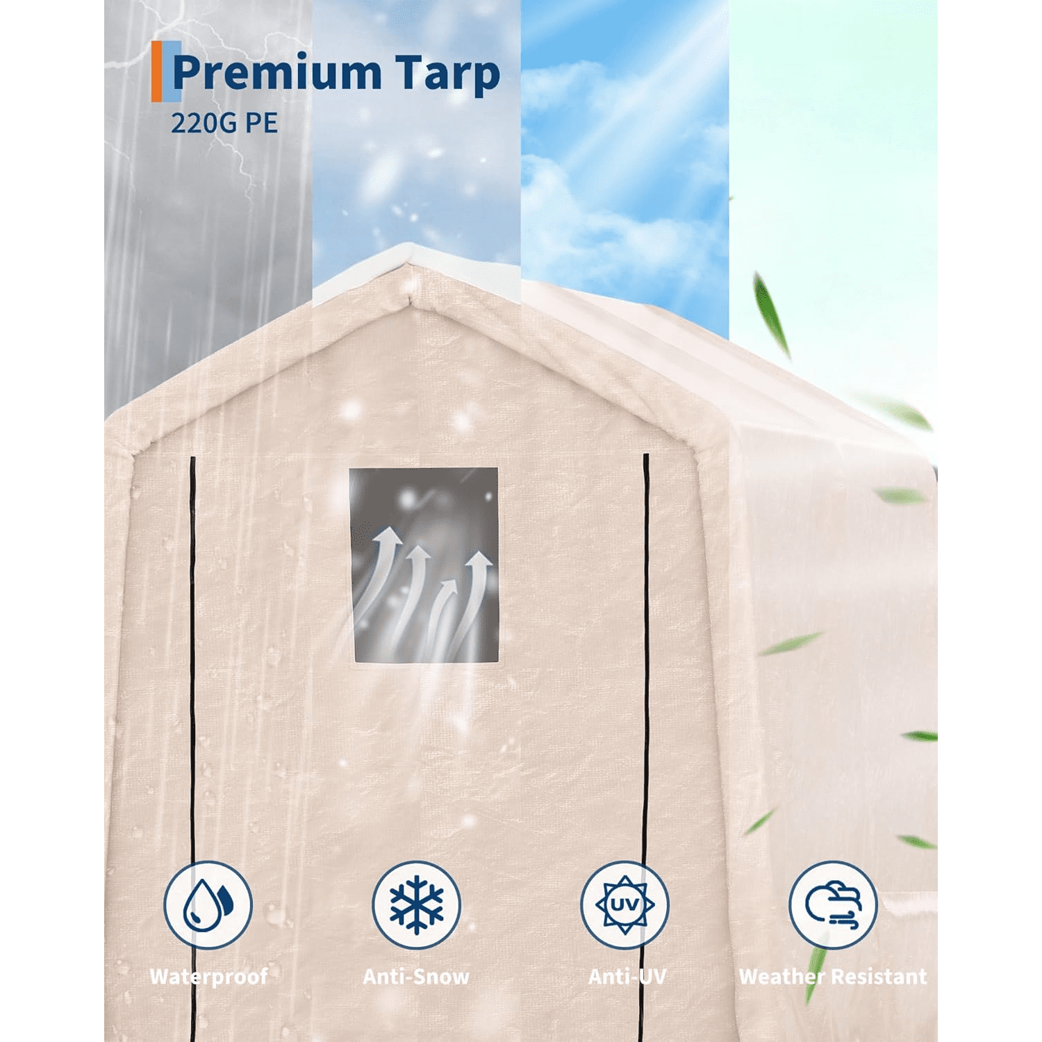 6 x 6 ft Portable Carport Heavy Duty Waterproof  Storage Shed with 2 Roll-Up Doors & Vents for Motorcycles,Bikes,Garden Tools,and Firewood