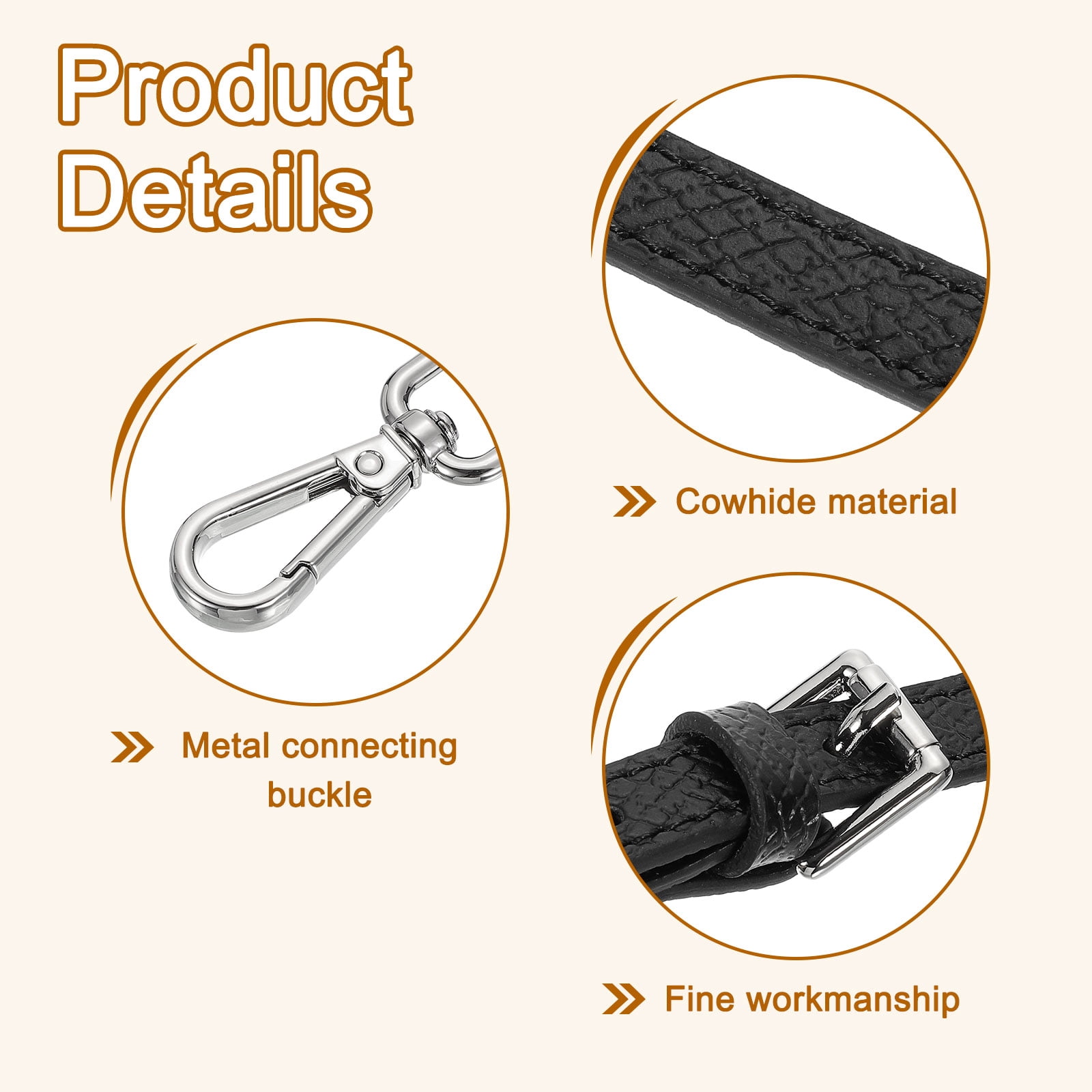 Leather Strap Kit, 95-115cm Crossbody Adjustable Leather Shoulder Strap Conversion Kit for Mini Pouch Handbags Purse Straps Crossbody, Black