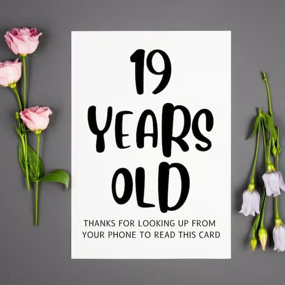 Funny 19th Birthday Card – “19 Years Old” Quirky Design – Perfect for Celebrating Milestones with Friends – Blank Inside, Envelope Included