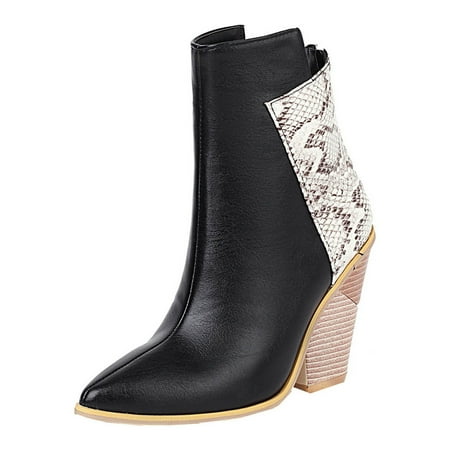 

Boots for Women Large Size Women S Autumn and Winter Boots Snake Print Super High Heel Sleeve Ankle Boots