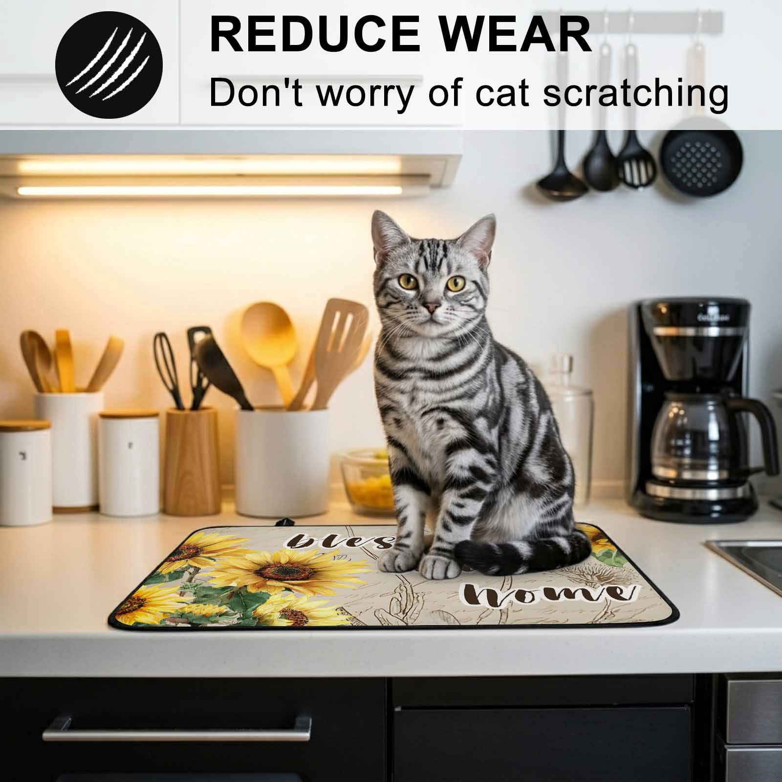 Sunflowers Stove Top Cover for Electric Stove, Heat-proof & Non Slip Glass Top Stove Cover Protector, Spring Farmhouse Flowers Dragonflies Retro Kitchen Flat Cooktop Rubber Mat 24x21 Inches
