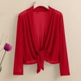 thumbnail image 2 of YUTK Women Long Sleeve Lightweight Sheer Cardigans S Casual Loose Open Front Beach Cover Ups Red 4Xl, 2 of 9