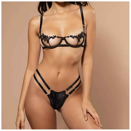 

Juebong Underwear for Women Clearance Under $10.00 Women Fashion Lace Vest Hollow Floral Appliques Sexy Underwear Lingerie Black M