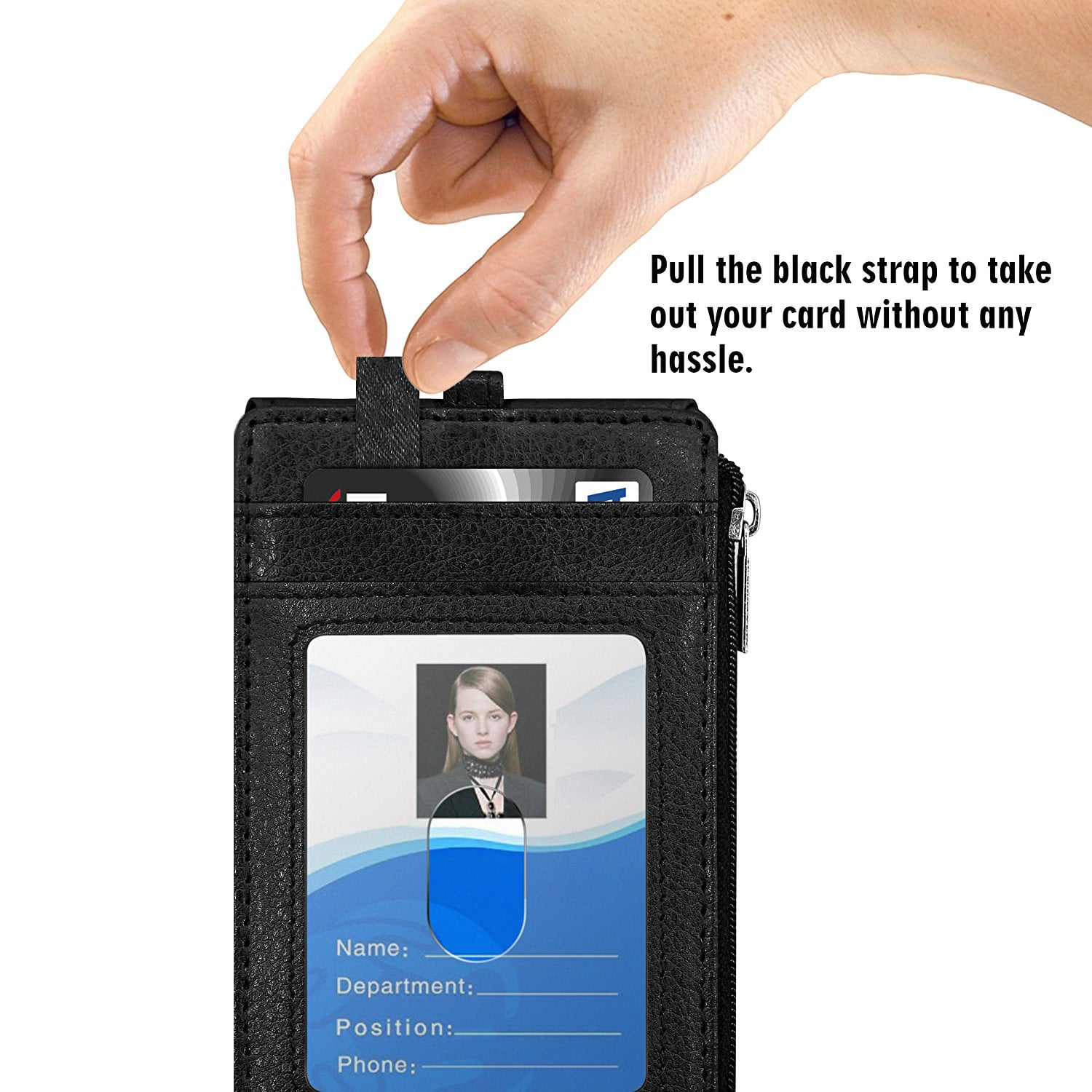 ELV PU Leather ID Batch with 5 Card Slots, 1 Side