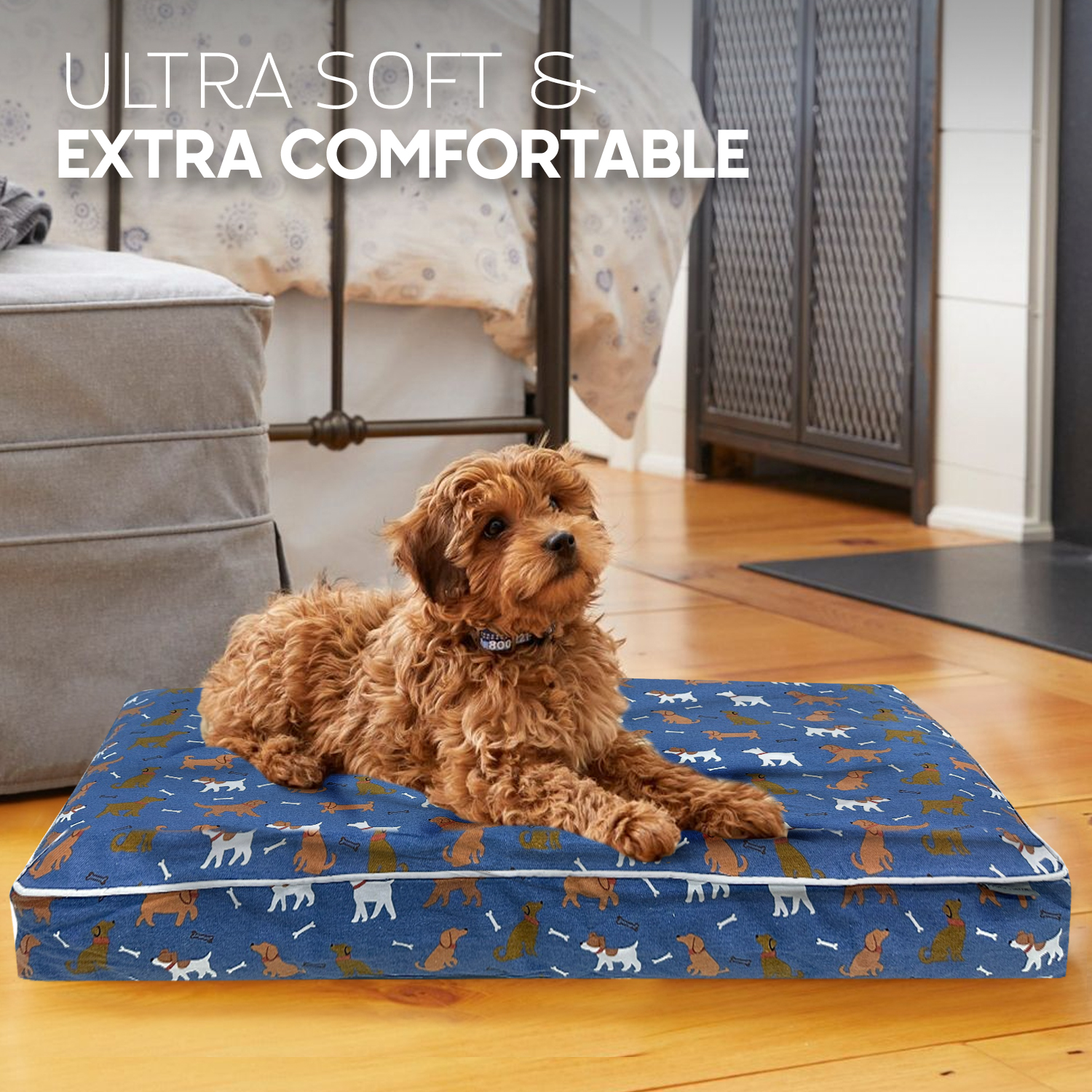 Paws and Décor Orthopedic Dog Bed, Enhanced Joint Support with Outlined Dog Design, Durable High-Density Foam Mattress for Comfort For Dogs.