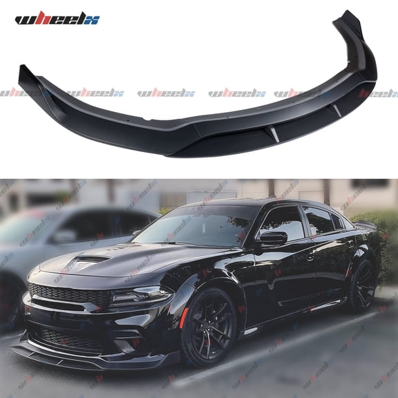 4Pcs Front Lip Compatible with 2020-2023 Dodge Charger SRT Hellcat Scat (Only Fit Widebody), Bumper Air Dam Lower Chin Spoiler Splitter, Protection Body Kit (Matte Black)