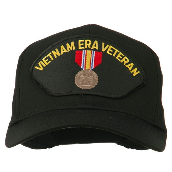Vietnam ERA Veteran Patched Solid Cotton Twill Cap - Black OSFM