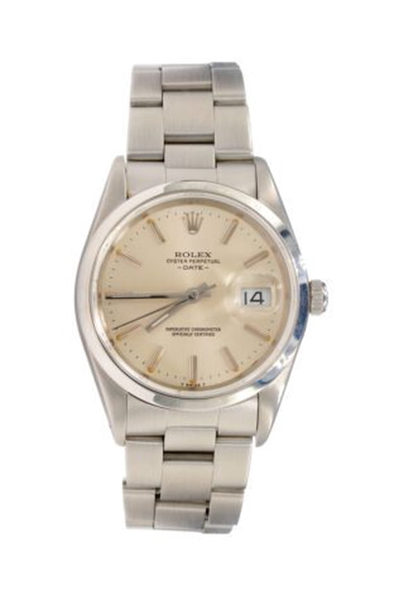 Pre-Owned Mens Rolex Stainless Steel Date Watch Silver Dial 15200