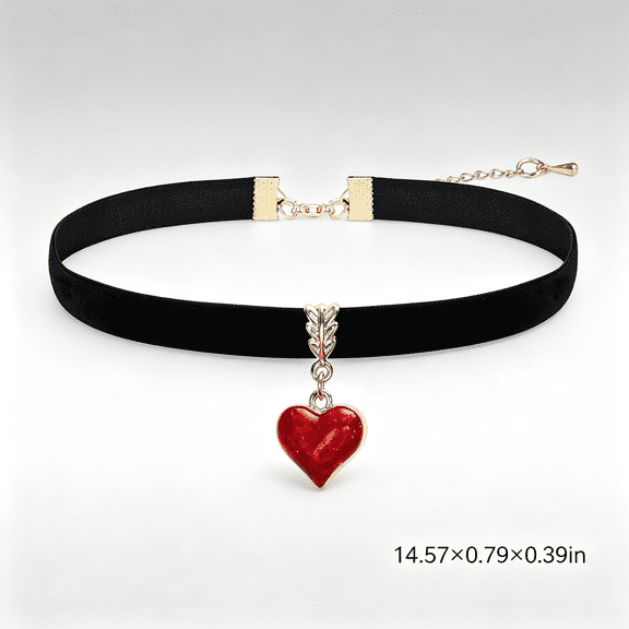 DESIGNICE Vintage Black Choker Necklace for Women, Velvet Drip oil Red,Heart Black Choker, Queen Of Hearts Vampire Accessories Queen Of Hearts Accessories