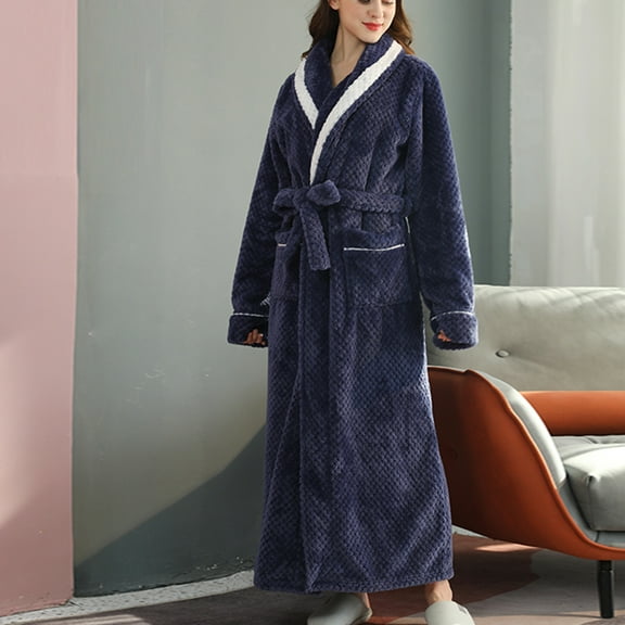 Frostluinai Plus Size Bathrobe For Women Bath Robes for Women Long Fleece Shawl Collar Plush Solid Bathrobe Regular and Plus Size Winter Bath Robe Christmas Gifts for Women, On Clearance