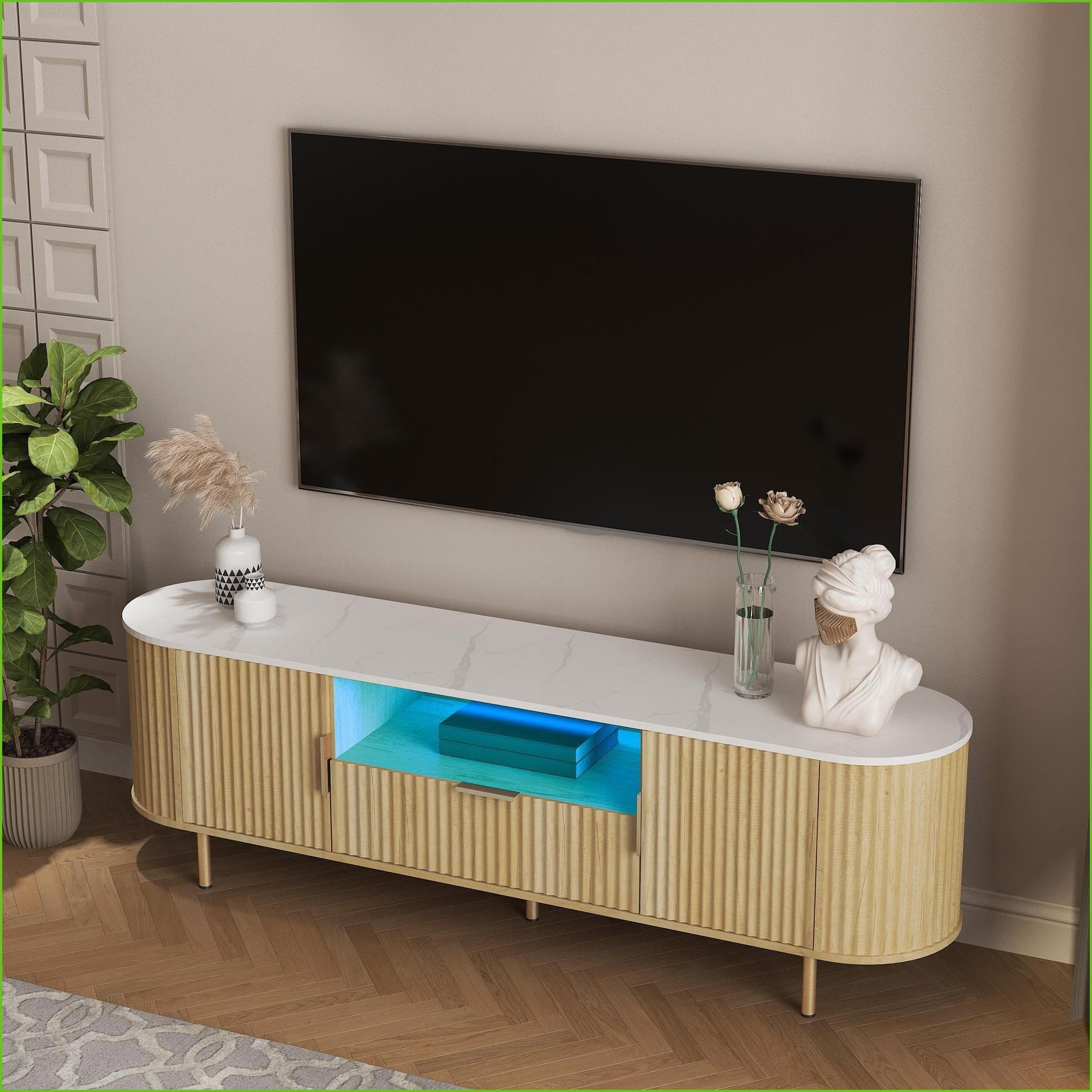 TV Furniture LED Entertainment Center with Storage | Fits 60-69 Inch TVs | MDF