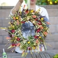 thumbnail image 3 of Texas Wildflower Wreath for Front Door Decorations,Versatile Decor Farmhouse Colorful Cottage Wreath,Spring Floral Wreath Decorated with Lavender Daisy and Other Wild Flowers for Fall Home Decor, 3 of 9