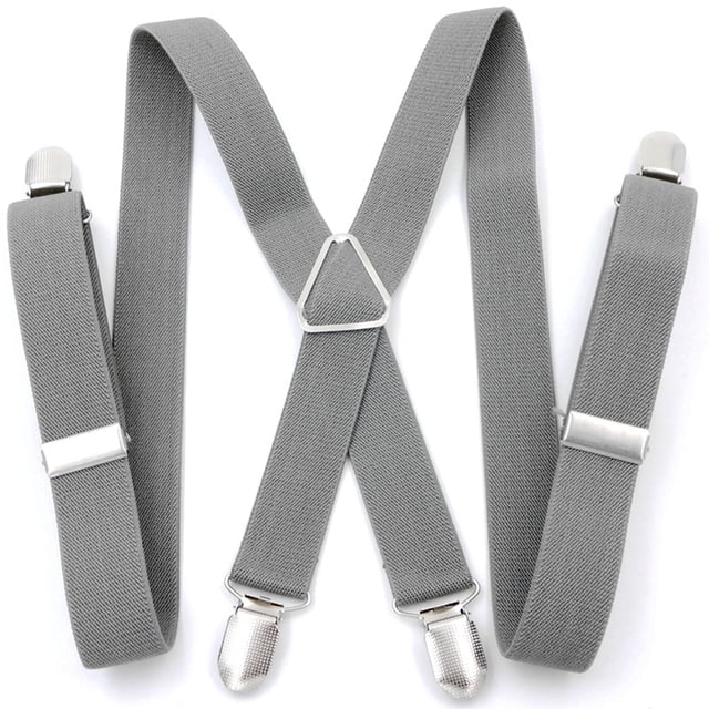 Tirante para pantalones Qarigey con 4 pinzas elástico gris