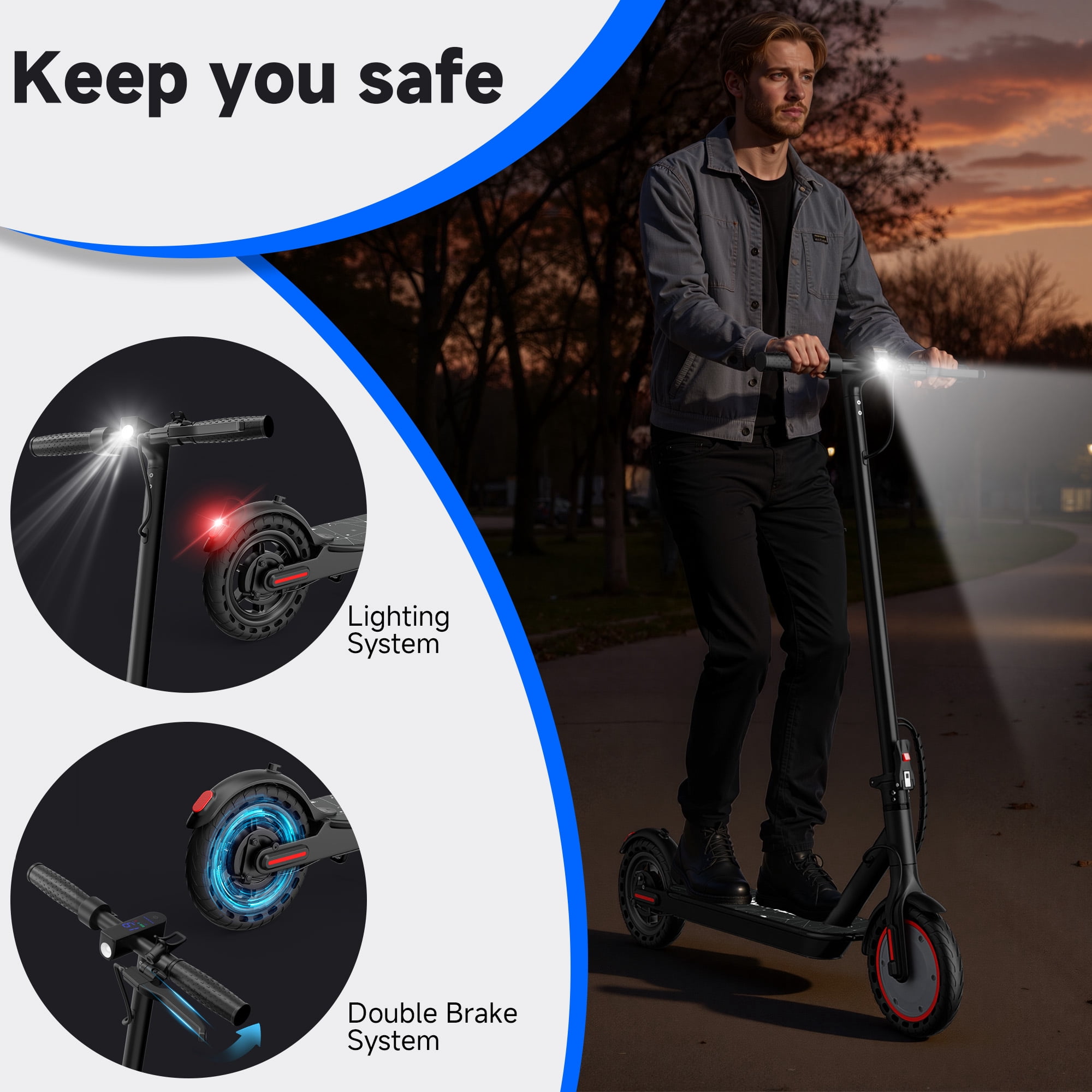 PRINTE N6 Electric Scooter 350W with LCD Display Waterproof APP 19MPH for Adult and Teen UL2272