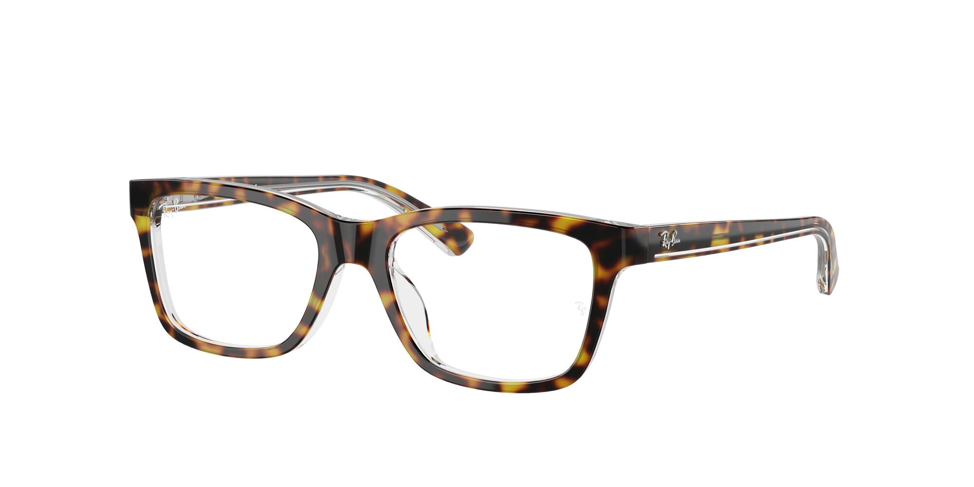 Ray-Ban Youth Size 48 0RY1536 Prescription Eyeglasses with Case, Dark Havana on Transparent/Demo Lens