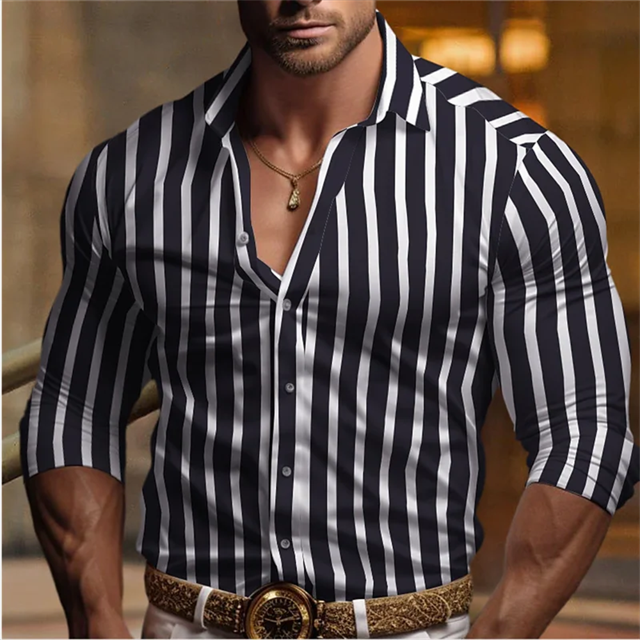 Camisa de hombre con degradado camisa hawaiana de verano camisa de manga larga con solapa tribal y bloques de color ropa para hombre transpirable