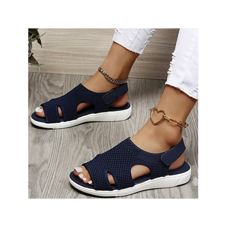 

GENILU Women Anti Slip Breathable Ankle Strap Sandals Travel Elastic Comfy Open Toe Shoes