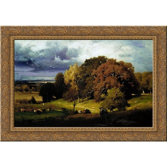 Autumn Oaks 24x19 Gold Ornate Wood Framed Canvas Art by Inness, George