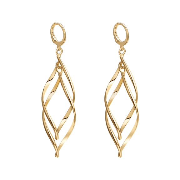 Yoursfs Elegant Spiral Cross Hoop Dangle Earrings for Women 18k Gold Plated Hypoallergenic Leverback Earrings Fashion Jewelry Gifts
