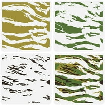 3 Pcs Layered Tiger Stripe Camouflage Stencil 11.8x11.8 inch Animal Print Stencils for Painting Plastic Tiger Stripe Patterns Stencil Reusable DIY Art Craft Stencils