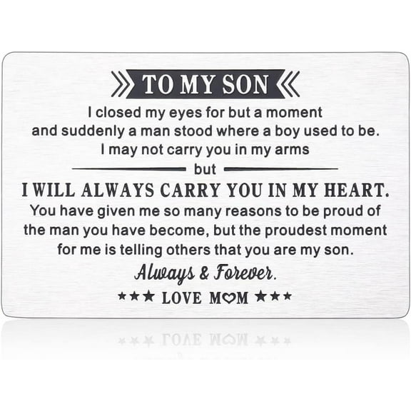 Back to School Gifts for Son from Mom, Stocking Stuffers for Teen Boys Christmas Graduation Birthday Wedding Gifts for Adult Son Step Son First Day of School College Essentials Wallet Card Gifts