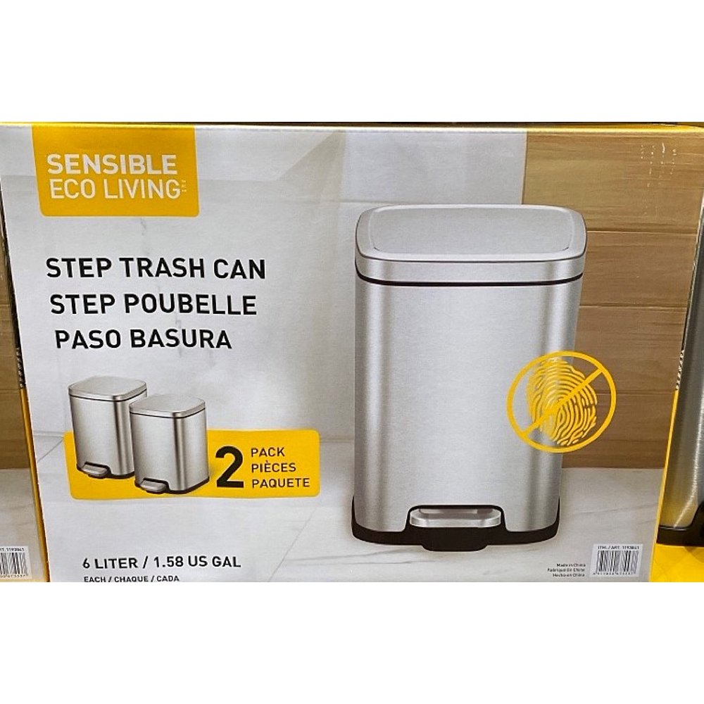EKO Sensible Eco Living Step Trash Can, 6 Liter, 2 Pack
