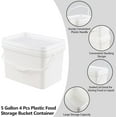 thumbnail image 3 of 5 Gallon Plastic Square Bucket with Lid for Food Storage, Set of 4 Rectangular White Food Grade Bucket with Handle, 3 of 7