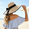 thumbnail image 5 of HONHUZH Summer Hats Womens Wide Brim Straw Sun Hat With Satin Bow Foldable Summer Beach Hat, 5 of 6