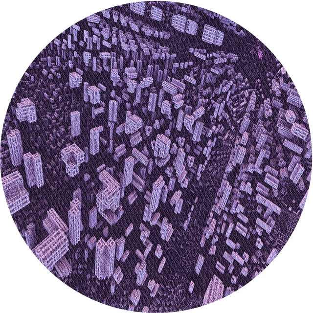 Ahgly Company Tapis d'Intérieur Rond Lavable en Machine Transitionnel Violet Foncé, 7 Pieds Rond