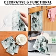 thumbnail image 7 of WOBOGO Cyan Flowers Kitchen Towel 1 Piece Large Cotton Dishcloth Premium Absorbency Set with Hanging Loop, 7 of 7