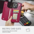 thumbnail image 4 of for iPhone 13 Wallet Case with Card Holder, PU Faux Leather Kickstand Card Slots Case, Double Magnetic Clasp and Durable Shockproof Cover, 4 of 8