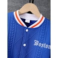 thumbnail image 5 of Boys Casual Loose Fit Baseball Jacket, Letter Graphics Jacquard Button-Down Coat Outerwear For Fall Winter Sizes 7-15, 5 of 9