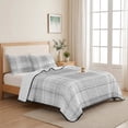 thumbnail image 5 of Quilts King Size, Grey Buffalo Plaid Soft Comforter Bedding Set for Bed, Farmhouse Modern Checkered Lightweight Quilted Bedspread with Pillow Cover(2 Pieces) for All Season, 96x106 Inch, 5 of 9