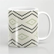Boho Ivory And Sage Green Geometric Pattern by Dayone on Coffee Mug - 11 oz
