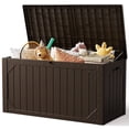 thumbnail image 4 of WASUHE Outdoor Storage Box,100 Gallon Deck Box Outdoor Storage Bench Outside Waterproof Resin Storage Bench,Lockable Patio Cushions,Garden Tools Storage For Furniture,UV Resistant(Brown), 4 of 8