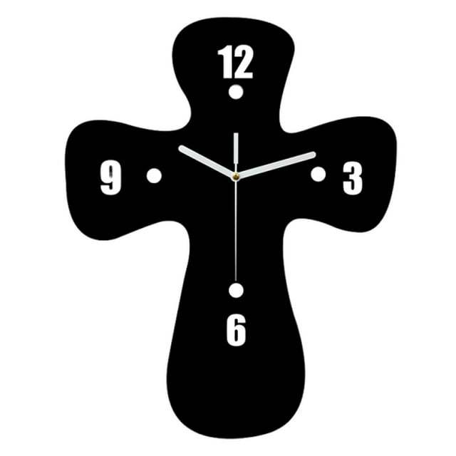 Reloj de pared con forma de cruz, decoración de pared, grandes números arábigos, regalo, reloj colgante Longitud 40 cm