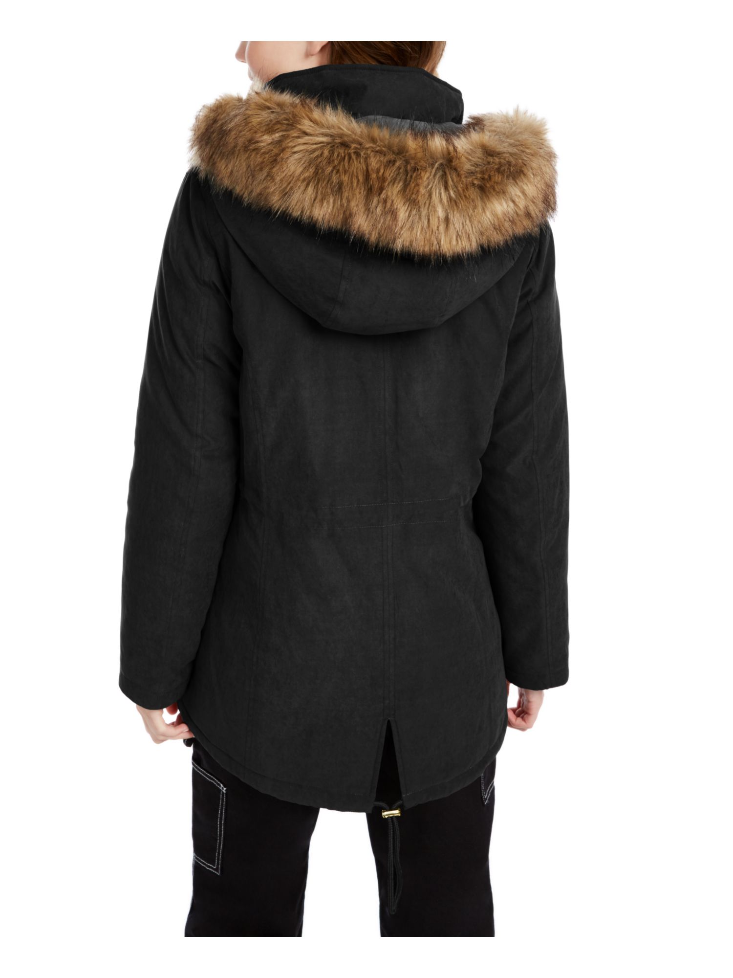 CELEBRITY PINK Womens Black Faux Fur Hood Parka Winter Jacket Coat Juniors L - image 2 of 4