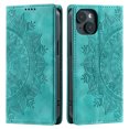 thumbnail image 2 of Case for iPhone 12 Mini Wallet Case for Women Girls with Credit Card Holder, Embossed Flower Pattern Magnetic Flip PU Leather Purse Shockproof Protective Phone Cover for iPhone 12 Mini, Green, 2 of 11