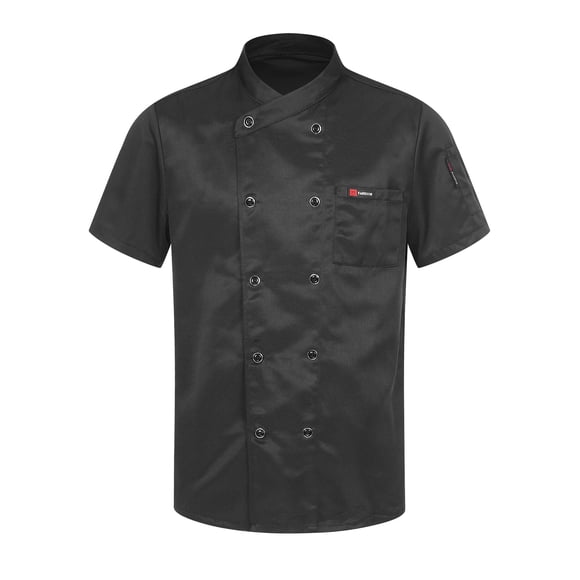 Miaeowve Unisex Short Sleeves Chef Jacket Coat Restaurant Kitchen Lightweight Chef Top for Men Women #01Black M