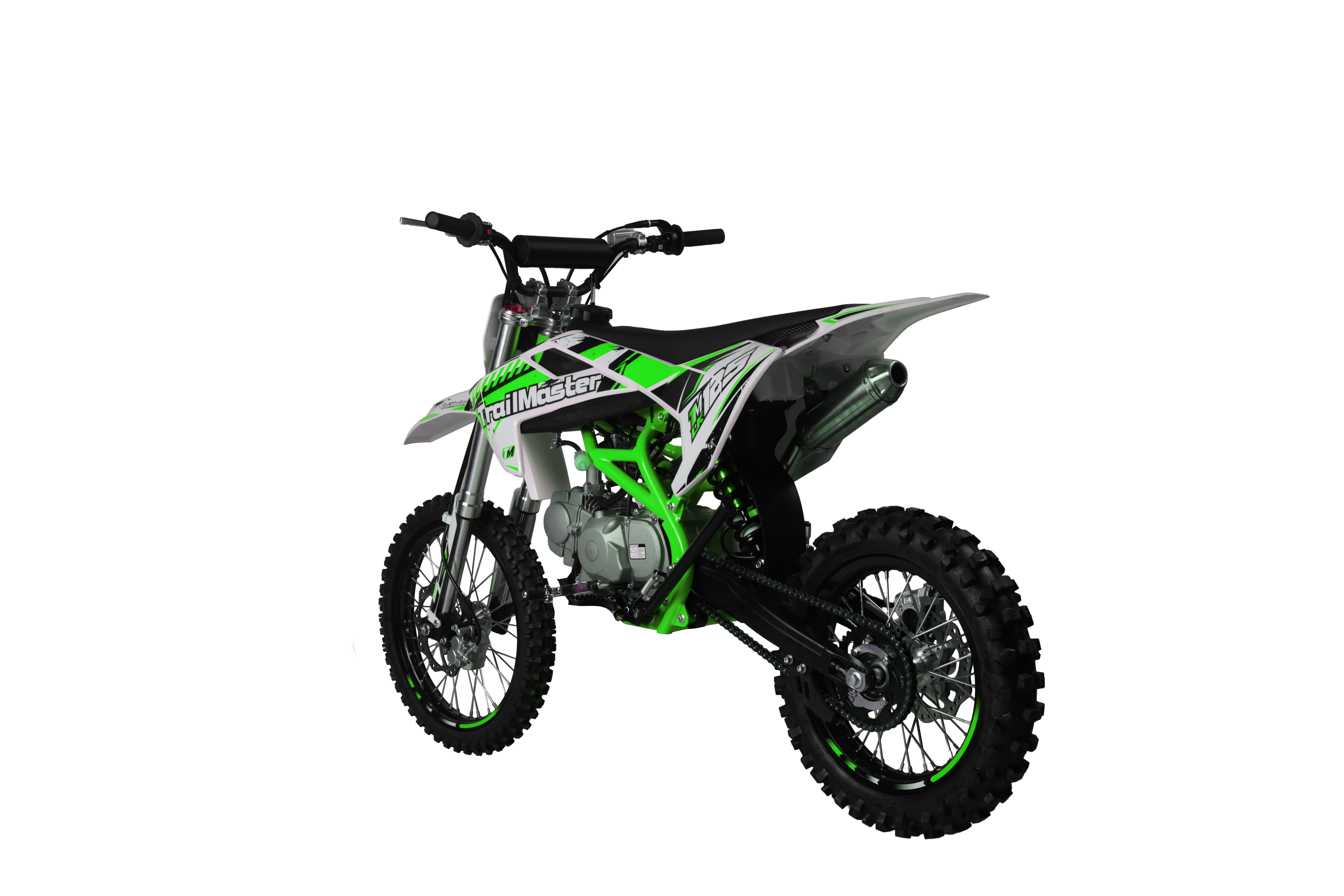 TrailMaster LK125 123cc Youth Dirt Bike, Max Speed 45 mph, Ages 16+, 32.9" Seat Height, 17"/14" Tires, Electric & Kick Start, Inverted Forks (Green)
