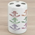 thumbnail image 1 of Anchor Ceramic Toothbrush Holder, Colorful Outline Anchors Sailing Cruise Travel Boat Ship Vessel Graphic Naval Theme, Decorative Versatile Countertop for Bathroom, 4.5" X 2.7", Multicolor, 1 of 4