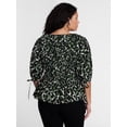 thumbnail image 3 of Terra & Sky Women's Plus Smocked Sleeved Top, Sizes 0X-5X, 3 of 5