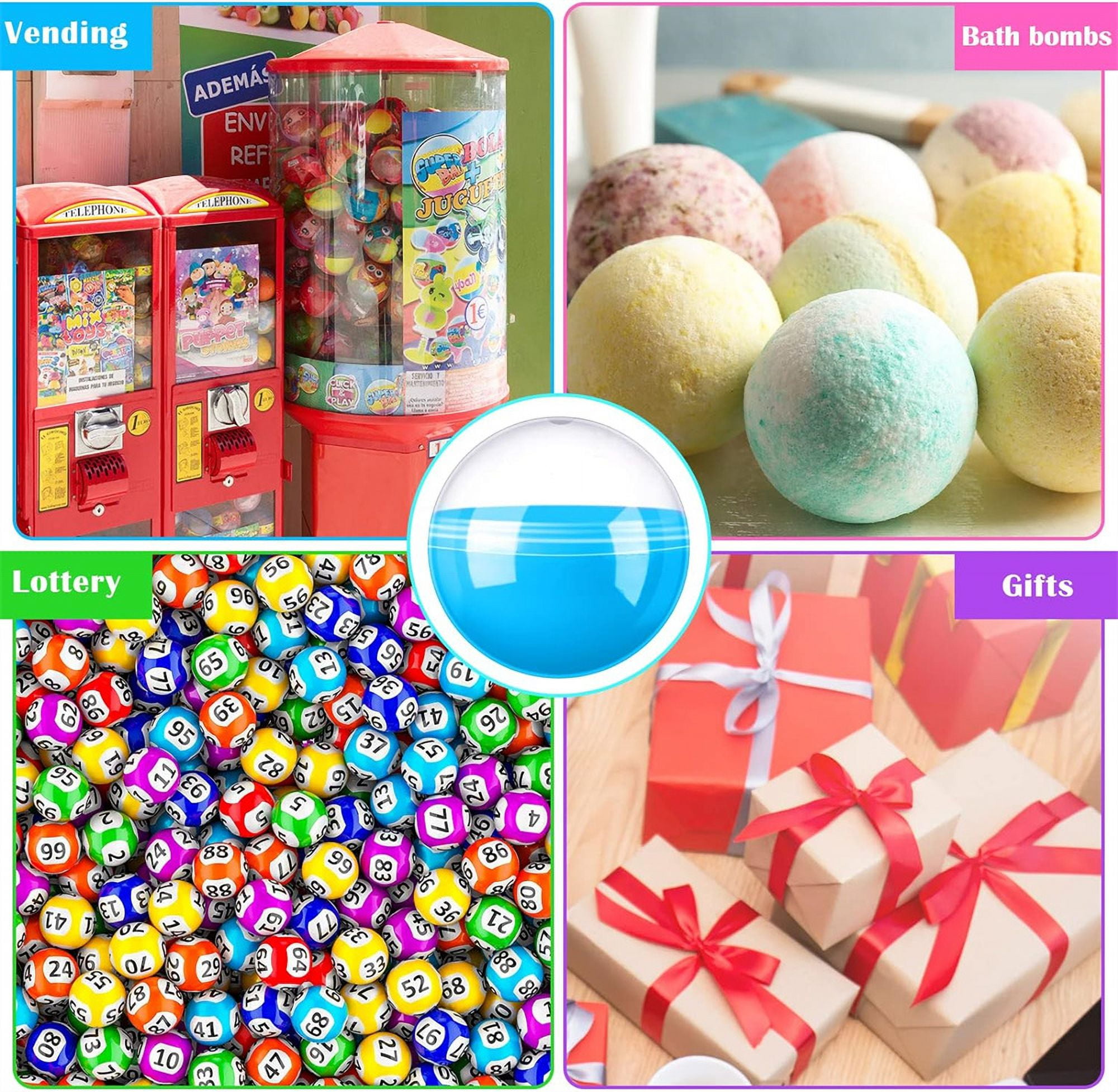 NOGIS 150 Pcs Gumball Vending Machine Capsules Empty Clear Colored Round Capsules Random Colors Plastic Containers Toy Capsules for Prizes Party Favors (1.1 Inch)